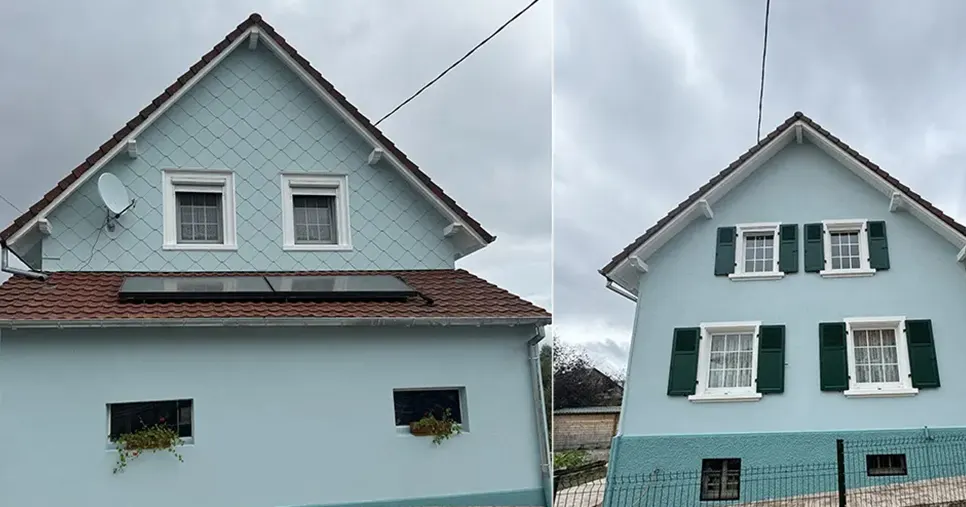 Façade maison après rénovation fissures réparation filet armé D3 artisan RGE Peinture Sospera